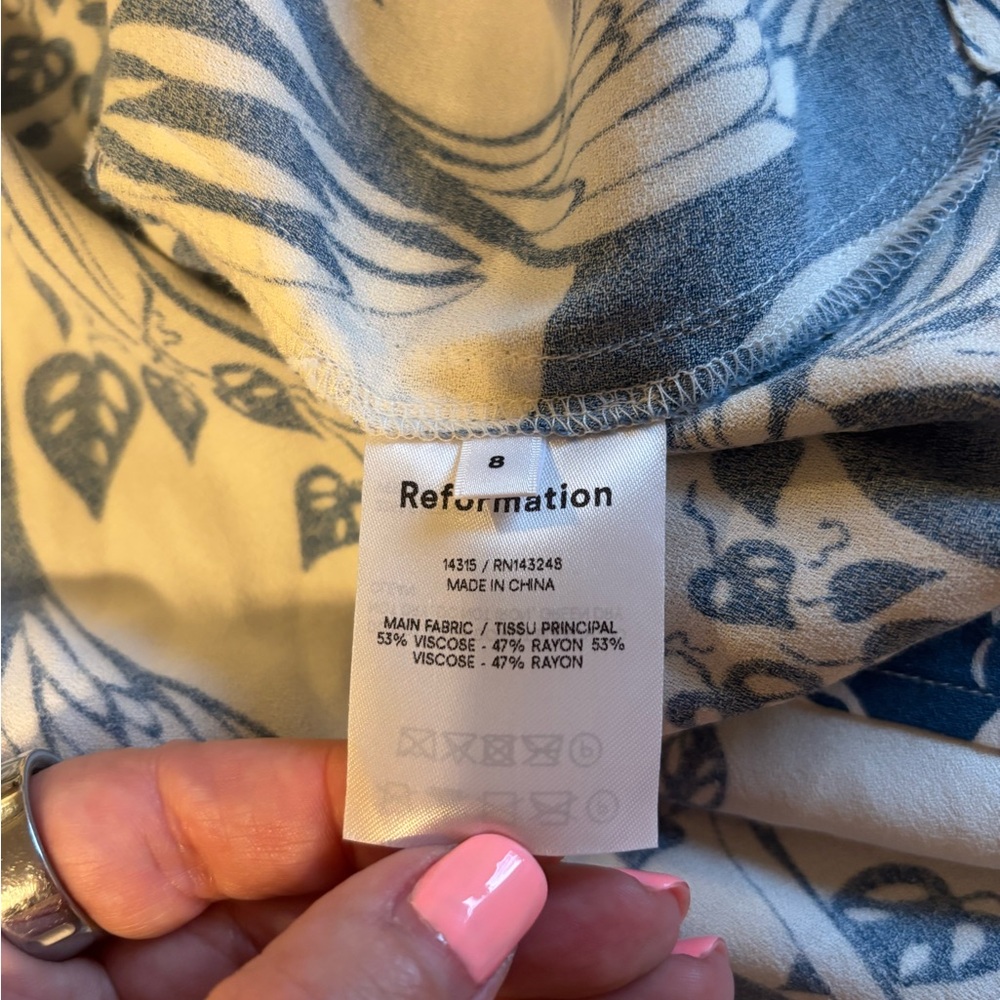 Reformation Blue and Cream Mini Dress - Picture 3 of 7